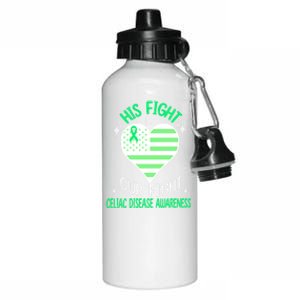 Celiac Disease Warrior His Fight Is Our Fight Usa Flag Heart Cool Gift Aluminum Water Bottle