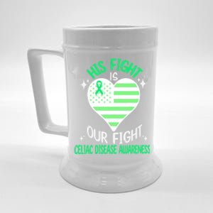 Celiac Disease Warrior His Fight Is Our Fight Usa Flag Heart Cool Gift Beer Stein