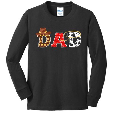 Cowboy Dad Western Rodeo Theme Birthday Matching Family Kids Long Sleeve Shirt