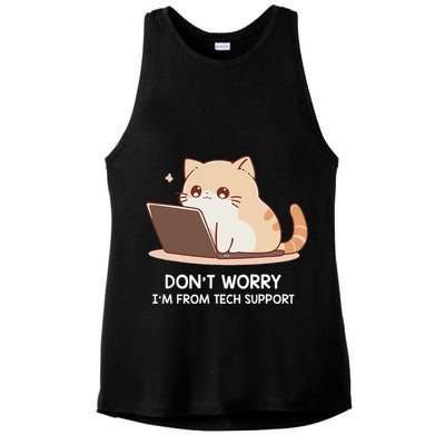 Cat DonT Worry IM From Tech Support Ladies PosiCharge Tri-Blend Wicking Tank