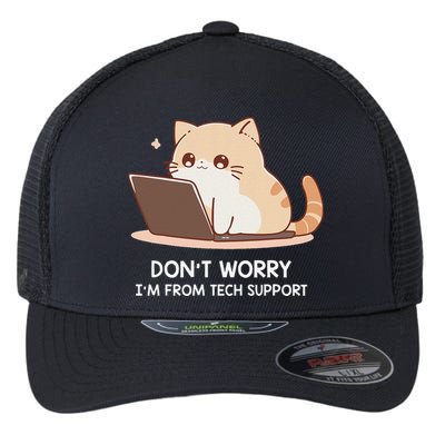 Cat DonT Worry IM From Tech Support Flexfit Unipanel Trucker Cap