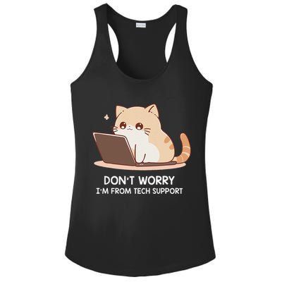 Cat DonT Worry IM From Tech Support Ladies PosiCharge Competitor Racerback Tank