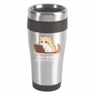 Cat DonT Worry IM From Tech Support 16oz Travel Tumbler