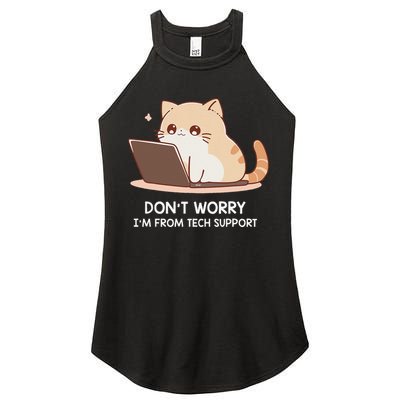Cat DonT Worry IM From Tech Support Women's Perfect Tri Rocker Tank