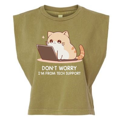 Cat DonT Worry IM From Tech Support Garment-Dyed Women's Muscle Tee