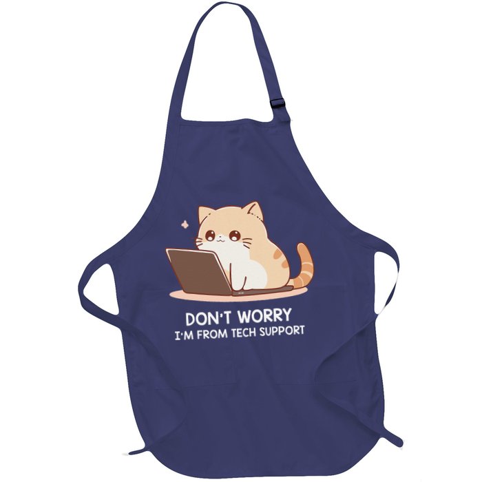 Cat DonT Worry IM From Tech Support Full-Length Apron With Pockets