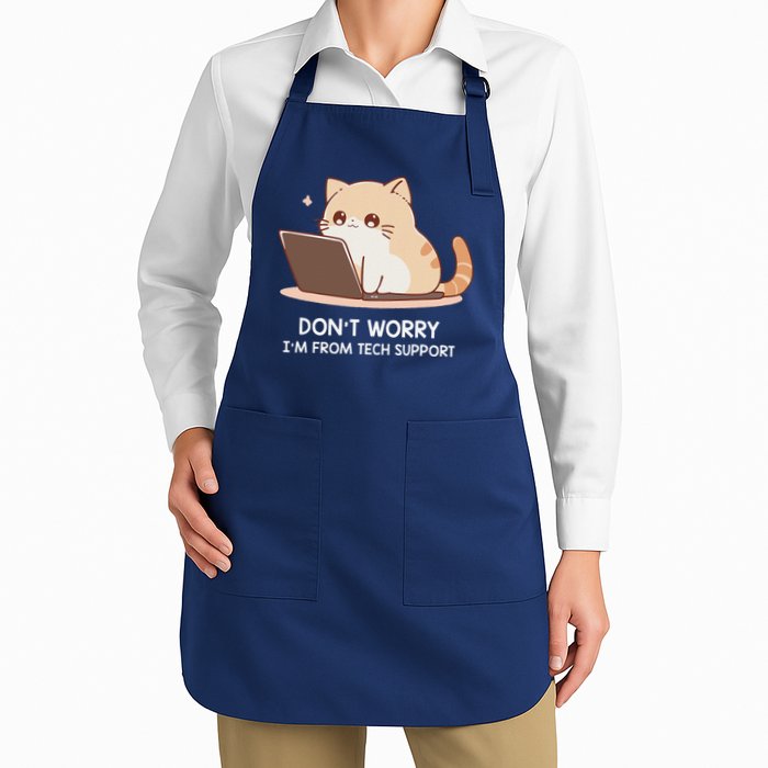 Cat DonT Worry IM From Tech Support Full-Length Apron With Pockets