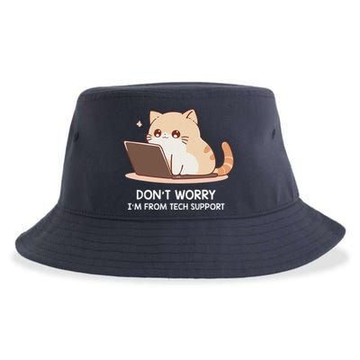 Cat DonT Worry IM From Tech Support Sustainable Bucket Hat