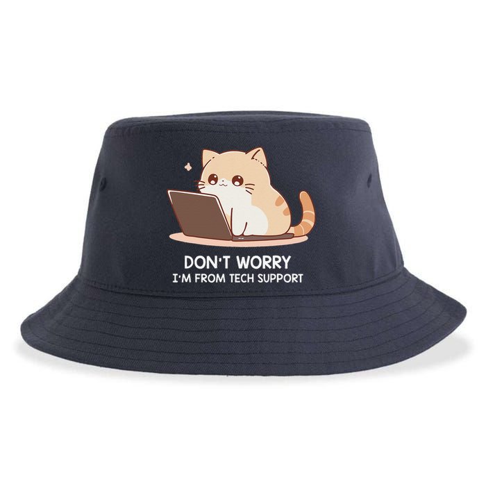 Cat DonT Worry IM From Tech Support Sustainable Bucket Hat