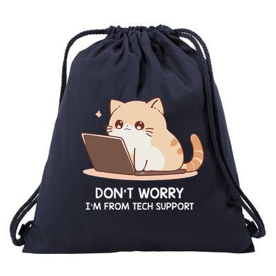 Cat DonT Worry IM From Tech Support Drawstring Bag