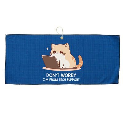Cat DonT Worry IM From Tech Support Large Microfiber Waffle Golf Towel