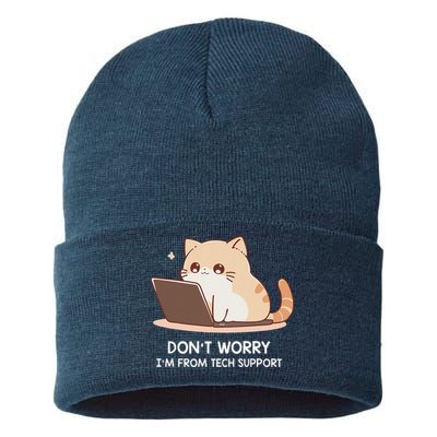 Cat DonT Worry IM From Tech Support Sustainable Knit Beanie