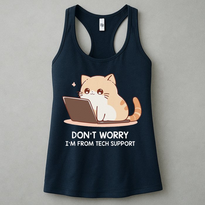 Cat DonT Worry IM From Tech Support Womens Tank Top