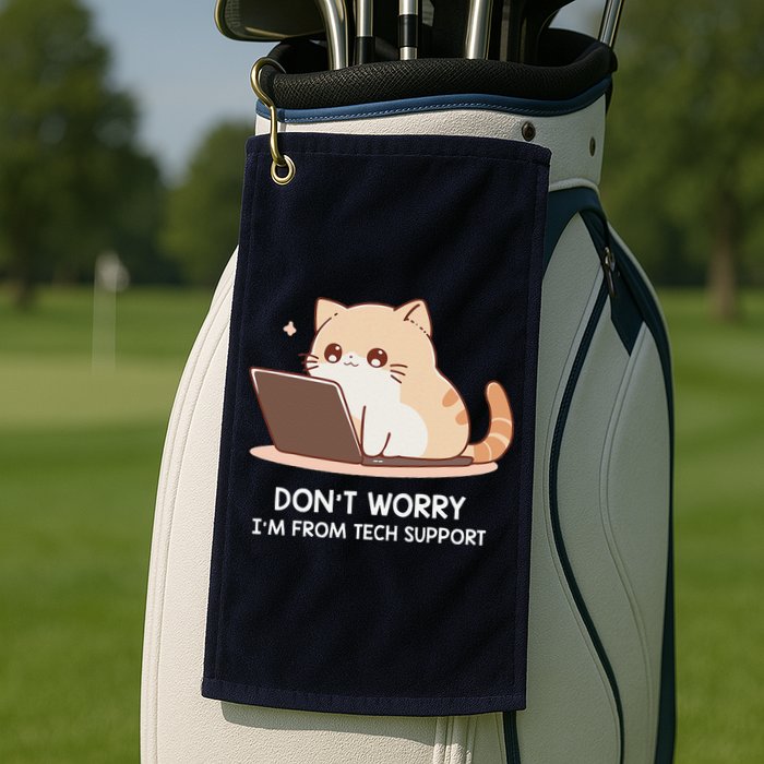 Cat DonT Worry IM From Tech Support Golf Towel