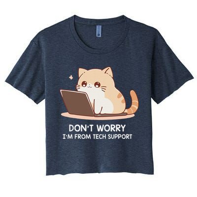 Cat DonT Worry IM From Tech Support Crop Top