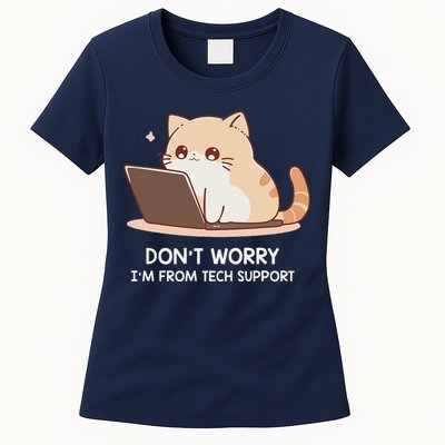 Cat DonT Worry IM From Tech Support Womens T-Shirt