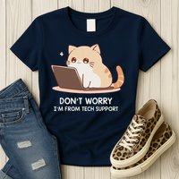 Cat DonT Worry IM From Tech Support Womens T-Shirt