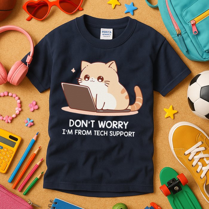 Cat DonT Worry IM From Tech Support Kids T-Shirt
