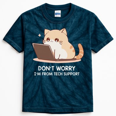 Cat DonT Worry IM From Tech Support Kids Tie-Dye T-Shirt