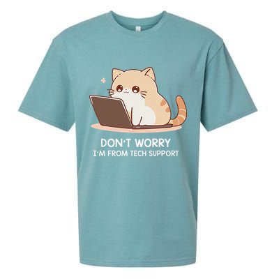Cat DonT Worry IM From Tech Support Sueded Cloud Jersey T-Shirt