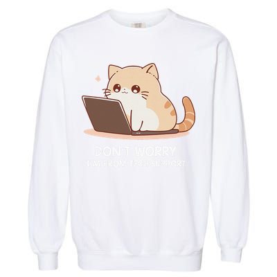 Cat DonT Worry IM From Tech Support Garment-Dyed Sweatshirt