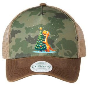 Cute Dinosaur With Christmas Tree And Star Cartoon Funny Legacy Tie Dye Trucker Hat