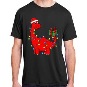 Christmas Dinosaur With Lights Funny Xmas Adult ChromaSoft Performance T-Shirt