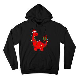 Christmas Dinosaur With Lights Funny Xmas Tall Hoodie