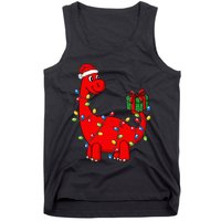 Christmas Dinosaur With Lights Funny Xmas Tank Top