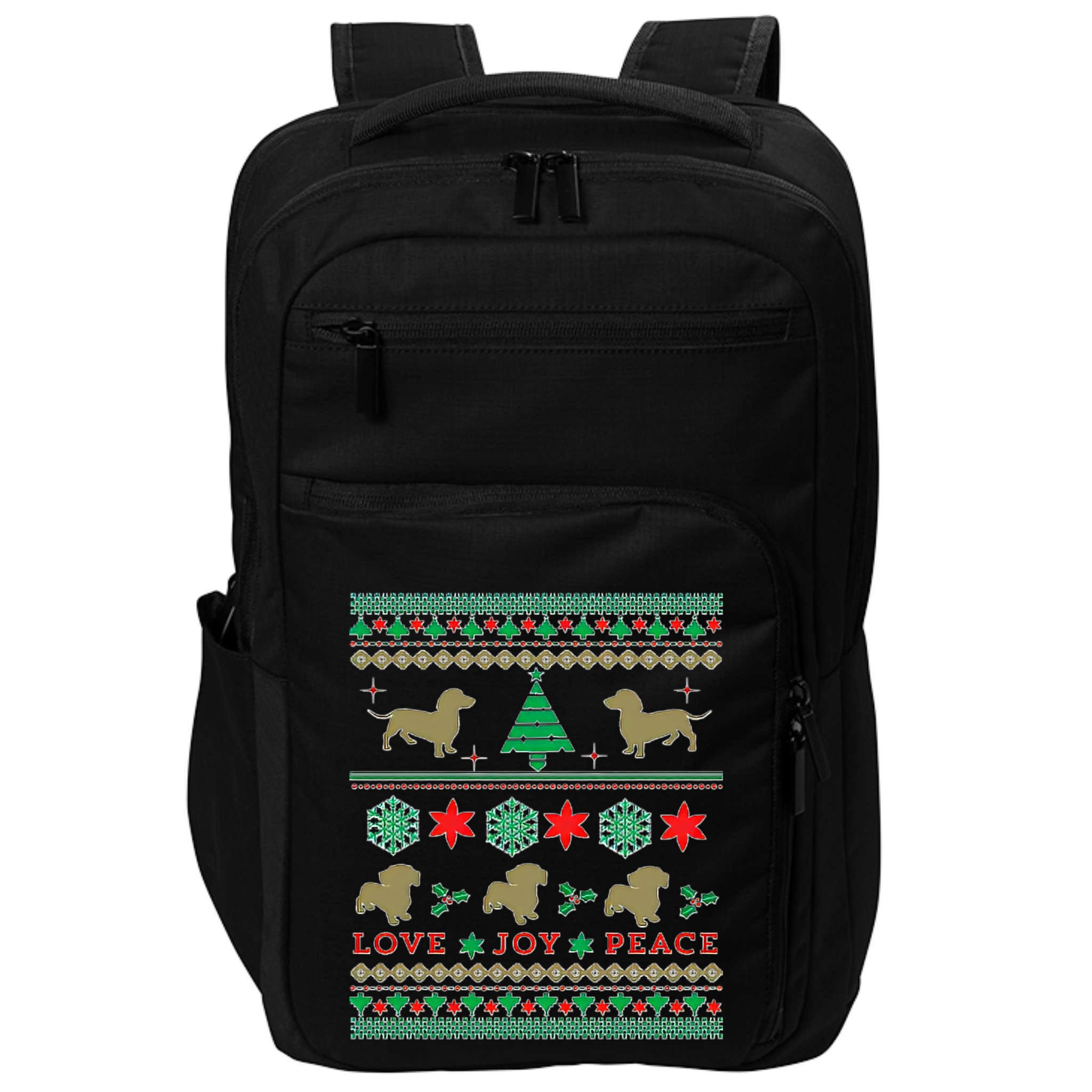 Cute Dachshund Wiener Dog Ugly Christmas Impact Tech Backpack