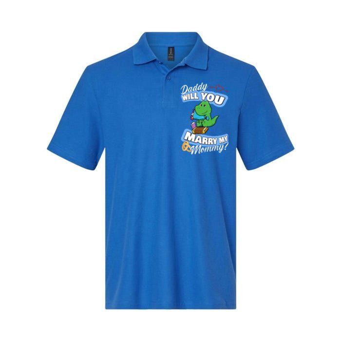 Cute Dino Wedding Offer Daddy Will You Marry My Mommy Gift Softstyle Adult Sport Polo