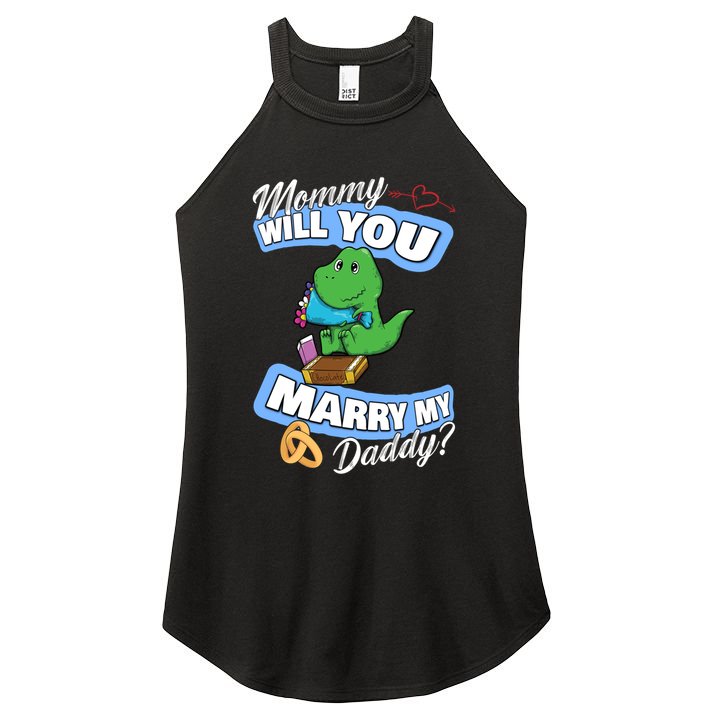 Cute Dino Wedding Offer Mommy Will You Marry My Daddy Funny Gift Women's Perfect Tri Rocker Tank