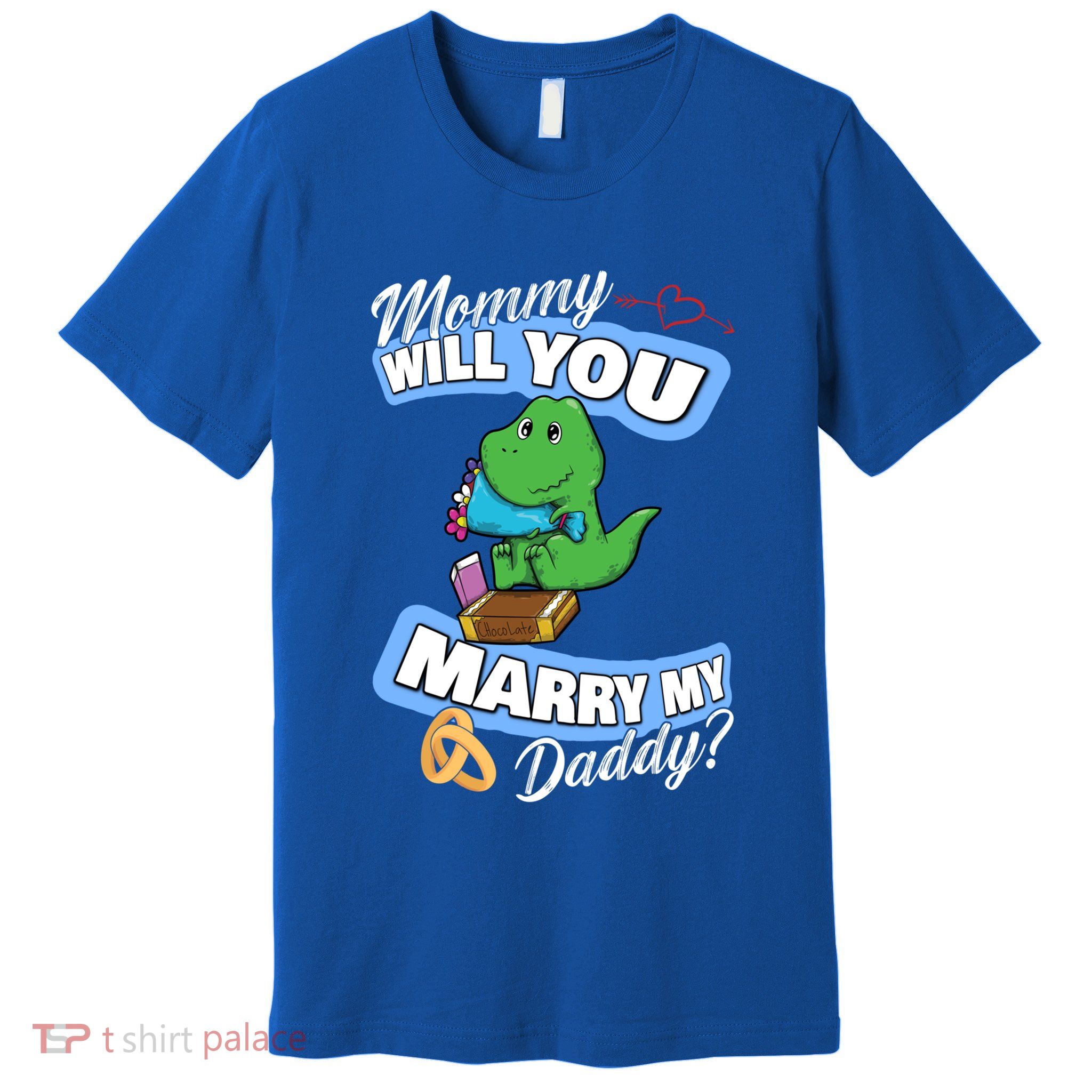 Cute Dino Wedding Offer Mommy Will You Marry My Daddy Funny Gift Premium T-Shirt