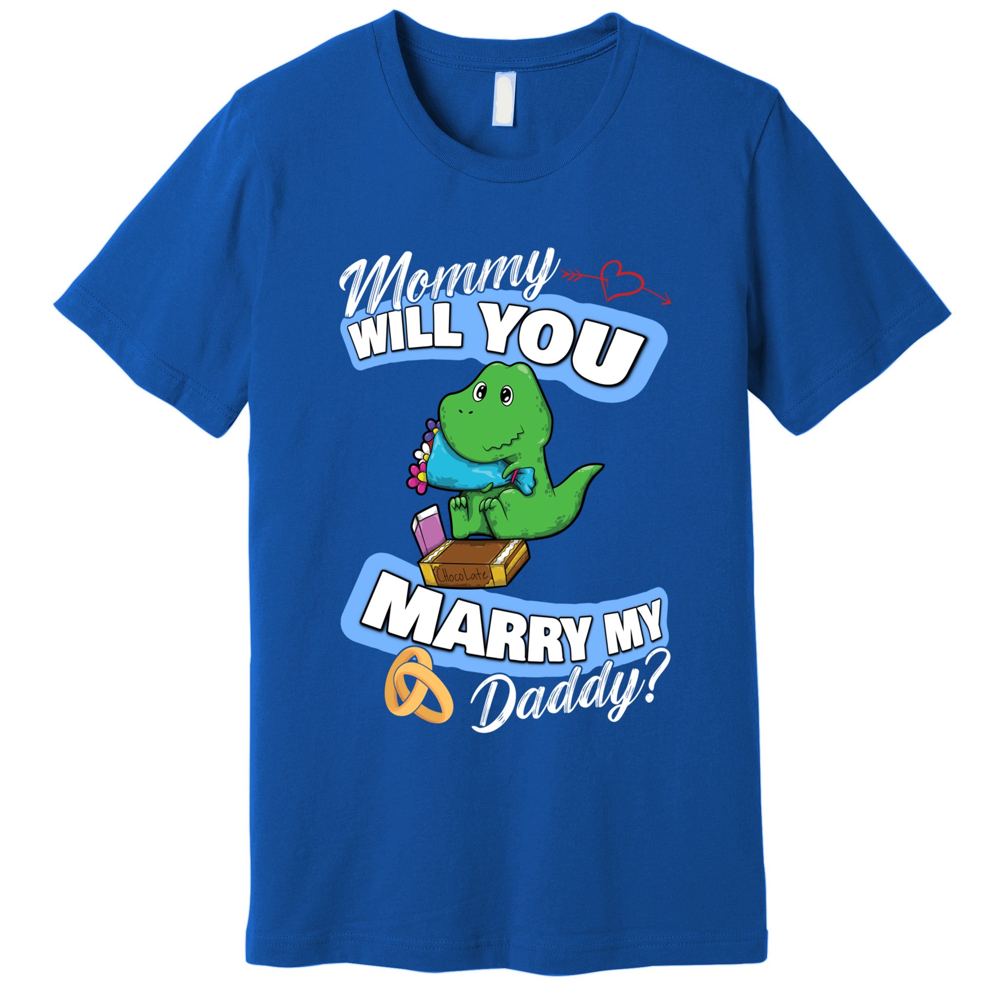 Cute Dino Wedding Offer Mommy Will You Marry My Daddy Funny Gift Premium T-Shirt