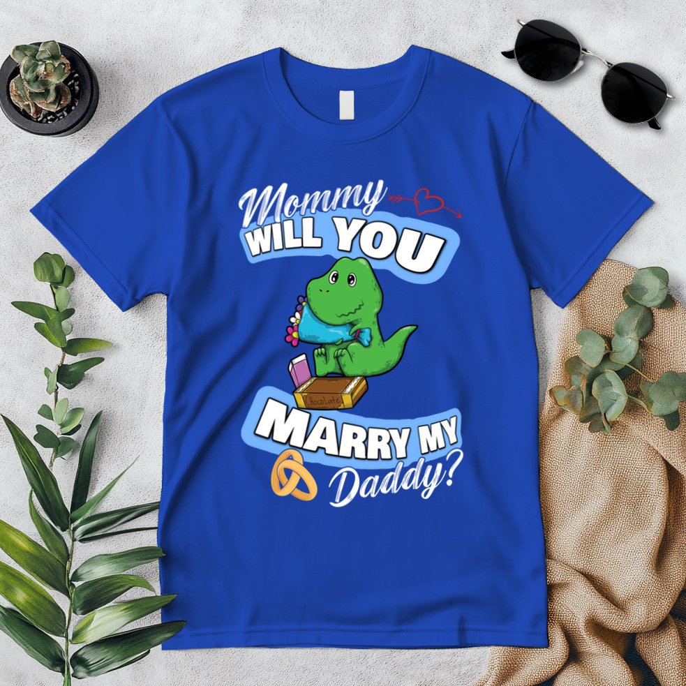 Cute Dino Wedding Offer Mommy Will You Marry My Daddy Funny Gift Premium T-Shirt