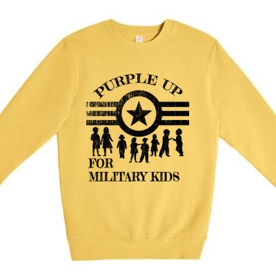 Cool Distressed Wear Purple Military Children Premium Crewneck Sweatshirt