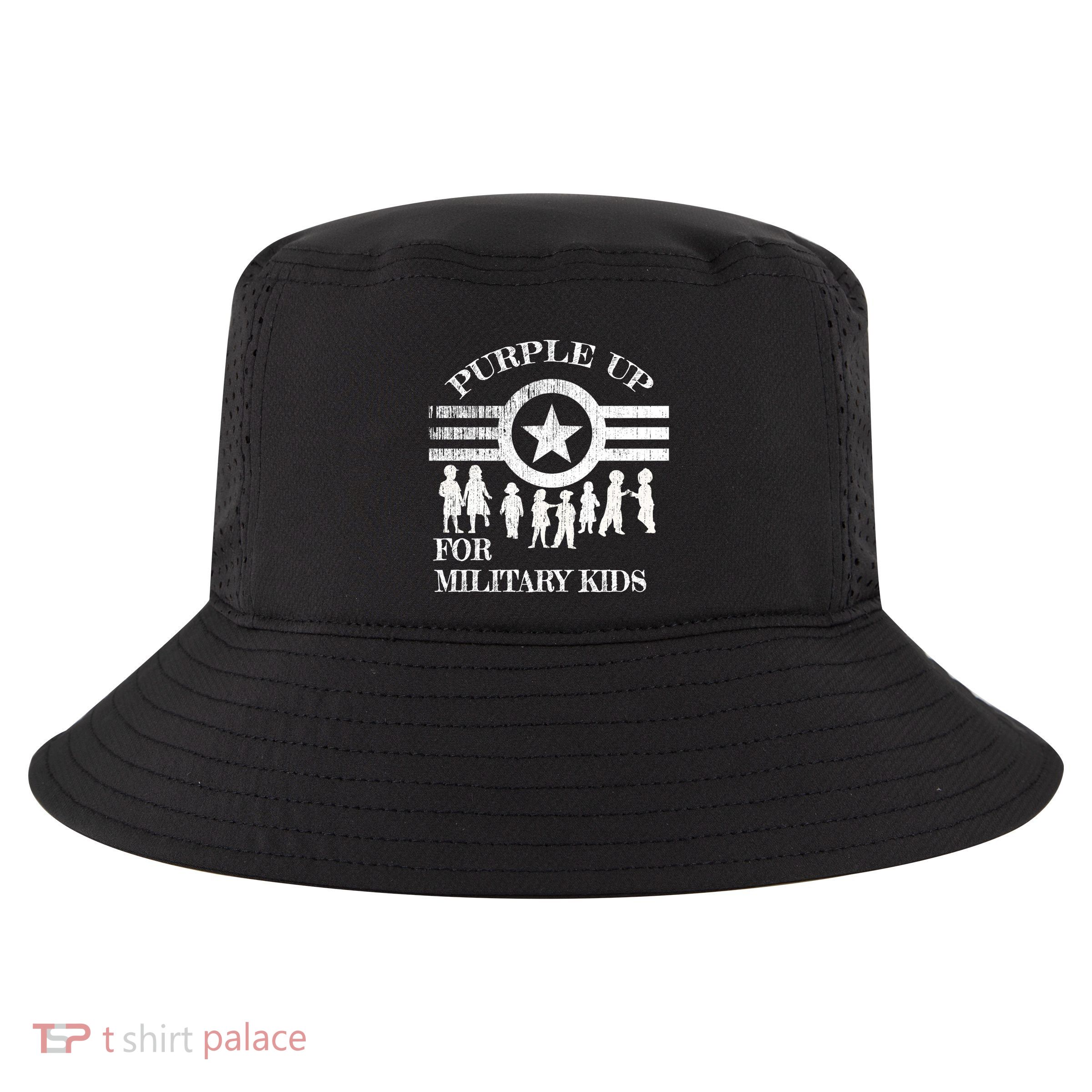 Cool Distressed Wear Purple Military Children Cool Comfort Performance Bucket Hat