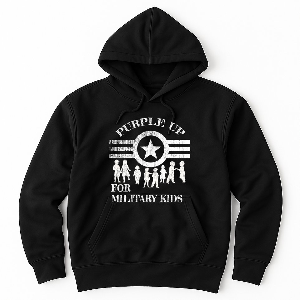 Cool Distressed Wear Purple Military Children Hoodie