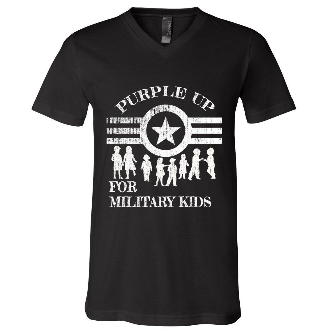 Cool Distressed Wear Purple Military Children V-Neck T-Shirt