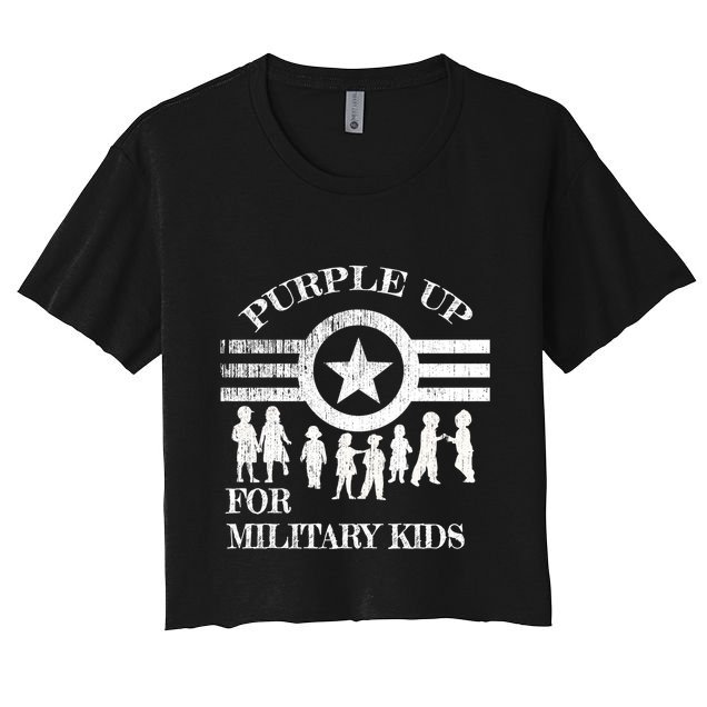 Cool Distressed Wear Purple Military Children Crop Top