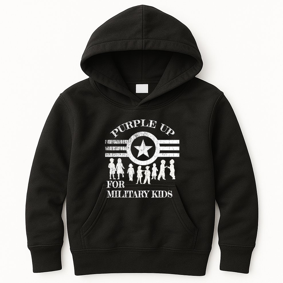 Cool Distressed Wear Purple Military Children Kids Hoodie