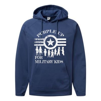 Cool Distressed Wear Purple Military Children Performance Fleece Hoodie