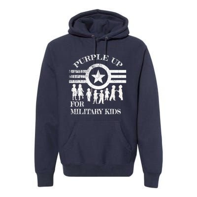 Cool Distressed Wear Purple Military Children Premium Hoodie