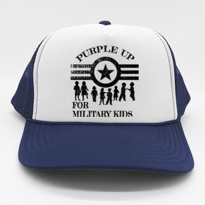 Cool Distressed Wear Purple Military Children Trucker Hat