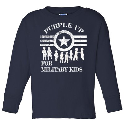 Cool Distressed Wear Purple Military Children Toddler Long Sleeve Shirt