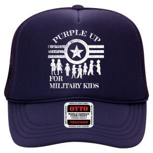 Cool Distressed Wear Purple Military Children High Crown Mesh Back Trucker Hat