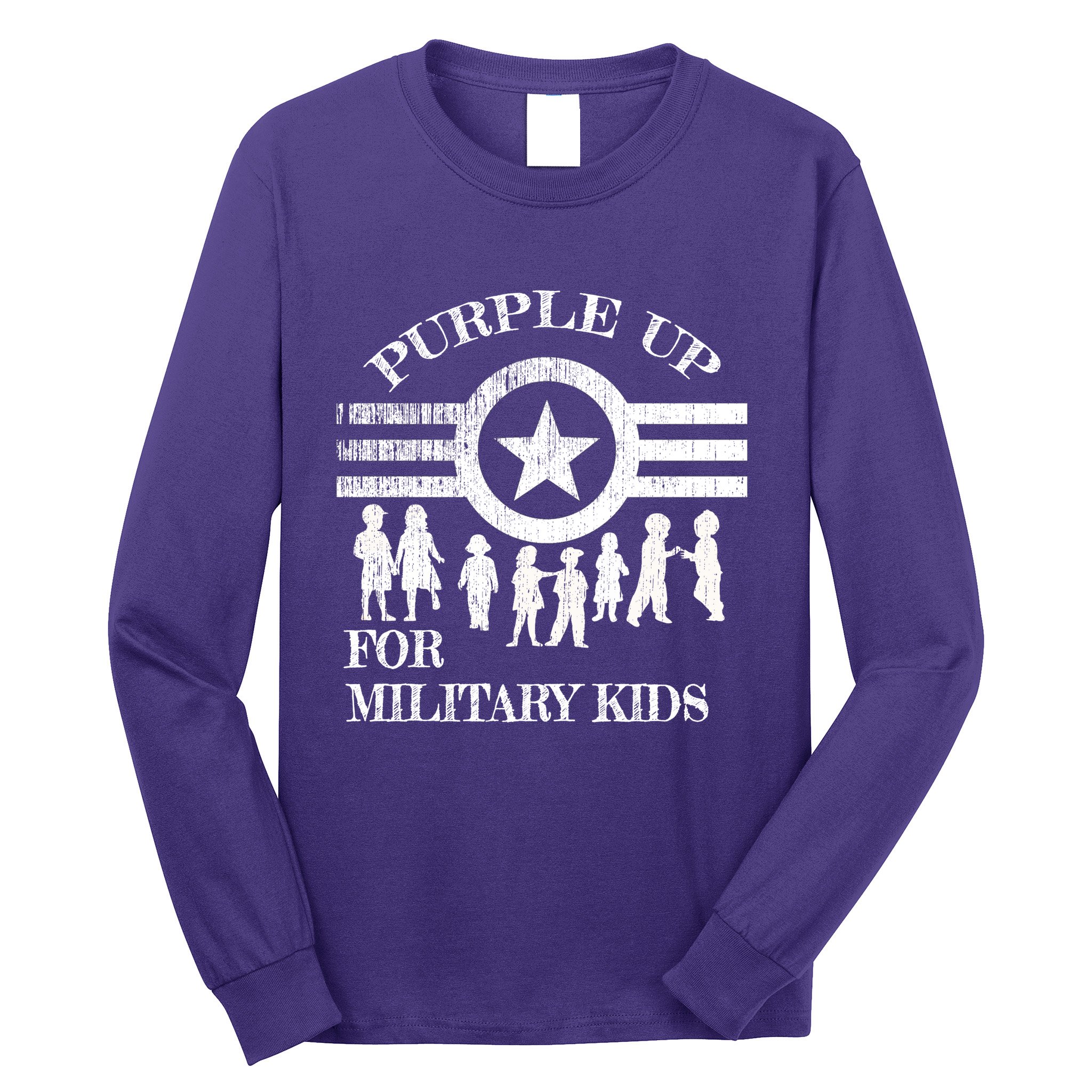 Cool Distressed Wear Purple Military Children Long Sleeve Shirt