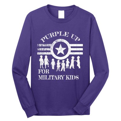 Cool Distressed Wear Purple Military Children Long Sleeve Shirt