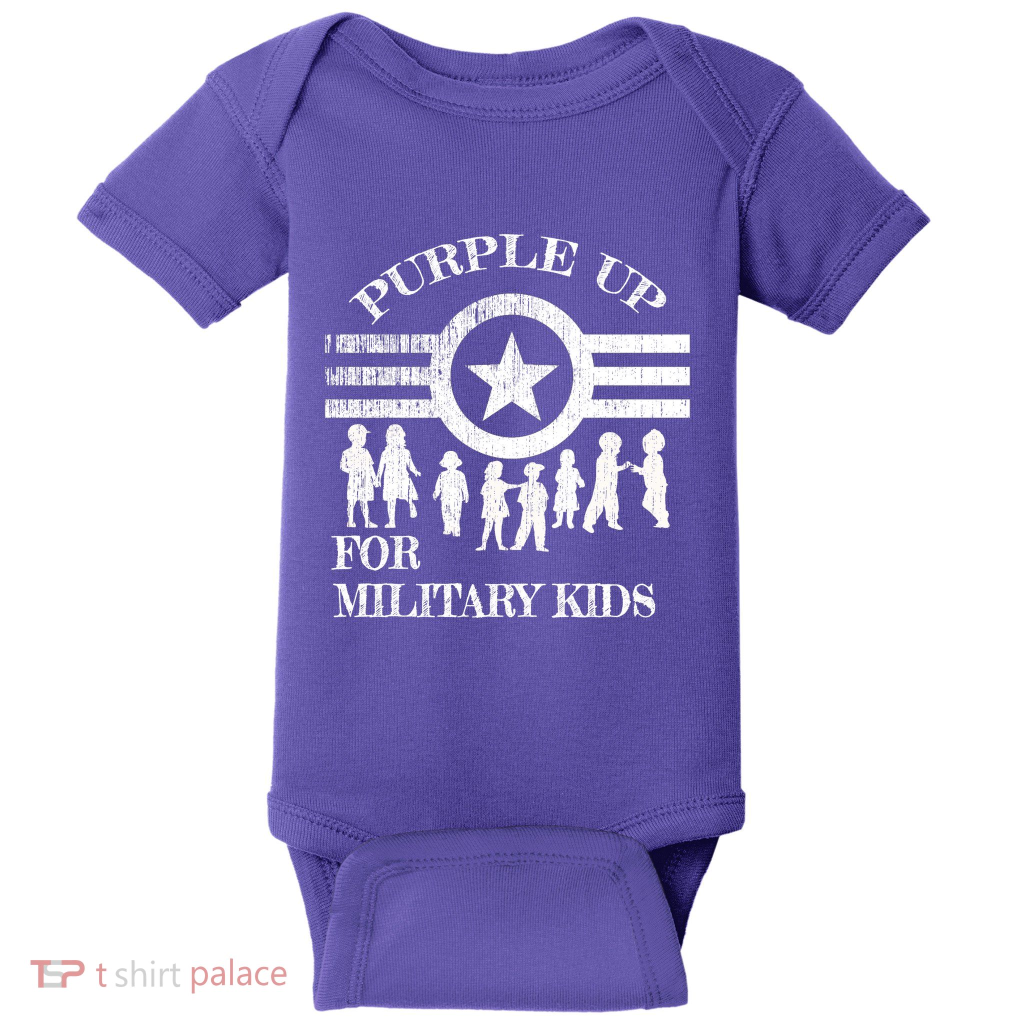Cool Distressed Wear Purple Military Children Baby Bodysuit