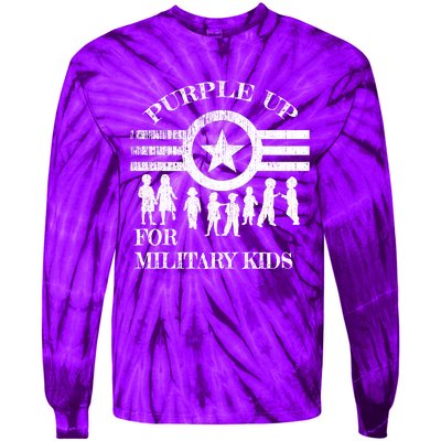 Cool Distressed Wear Purple Military Children Tie-Dye Long Sleeve Shirt